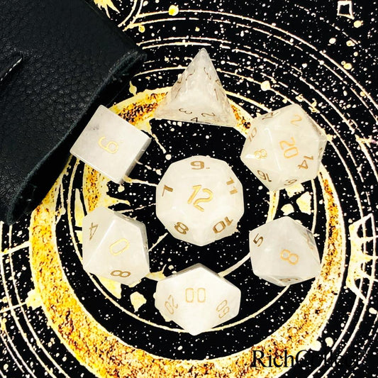 White 7 piece DnD Dice Set