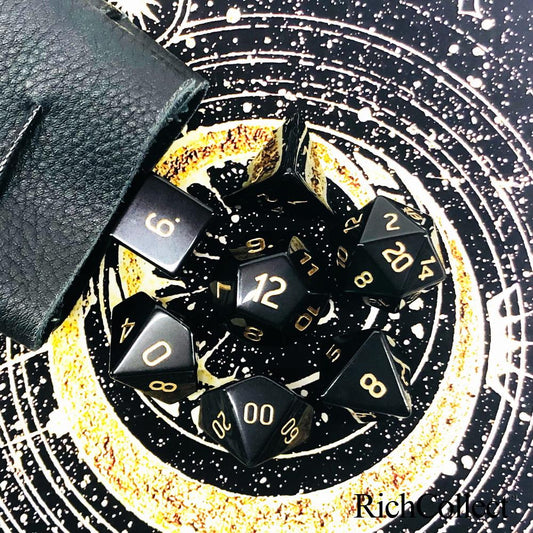 Black Dice Set with Gold Numbers