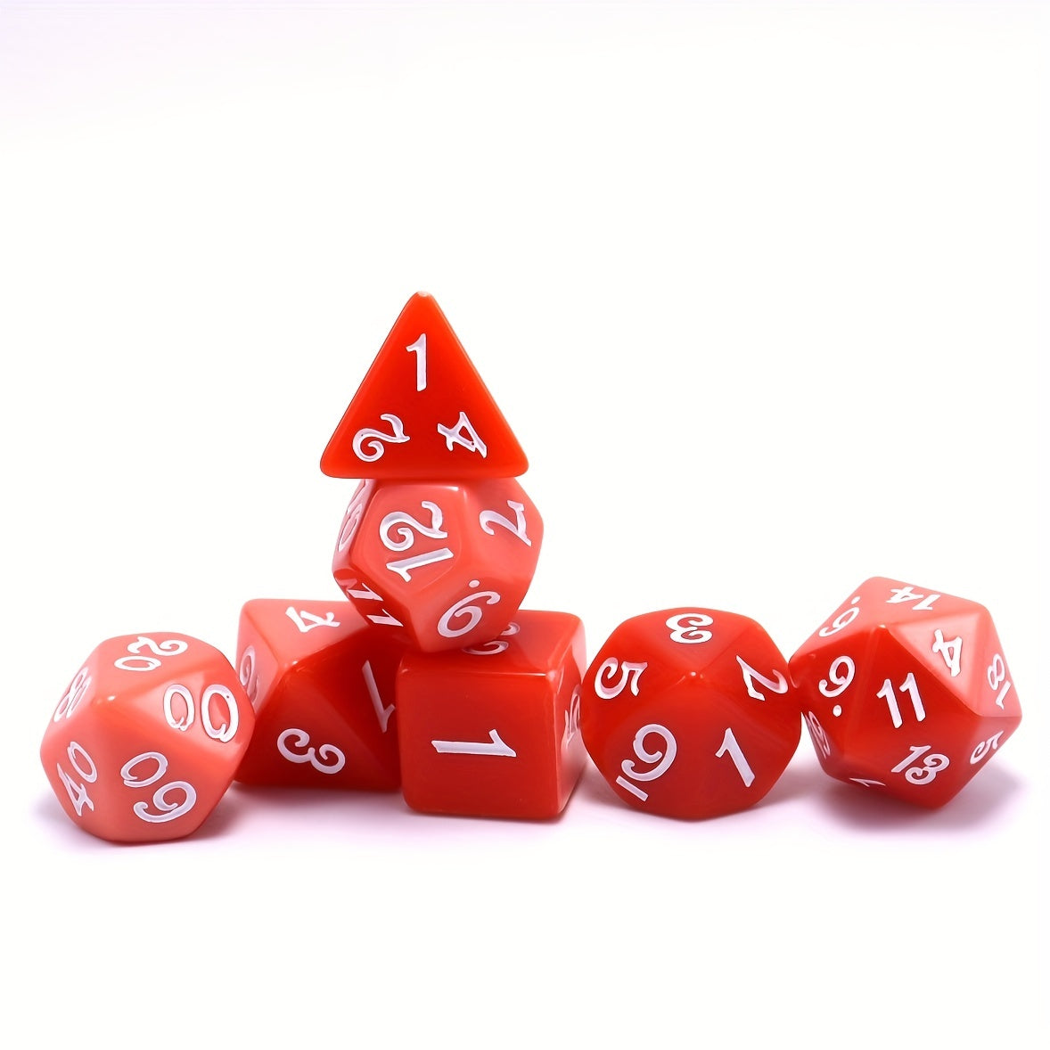 7-piece Color Layered Red Polyhedral Dice Set