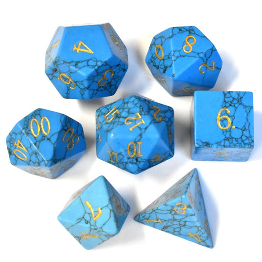 Blue Turquoise Gem Dice Set