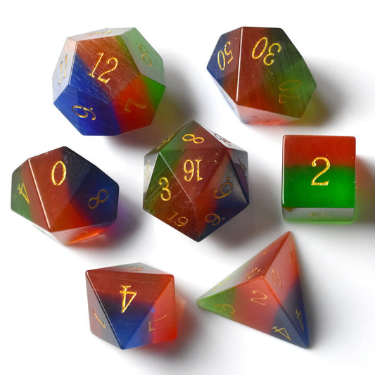 3 color cat eye dice set