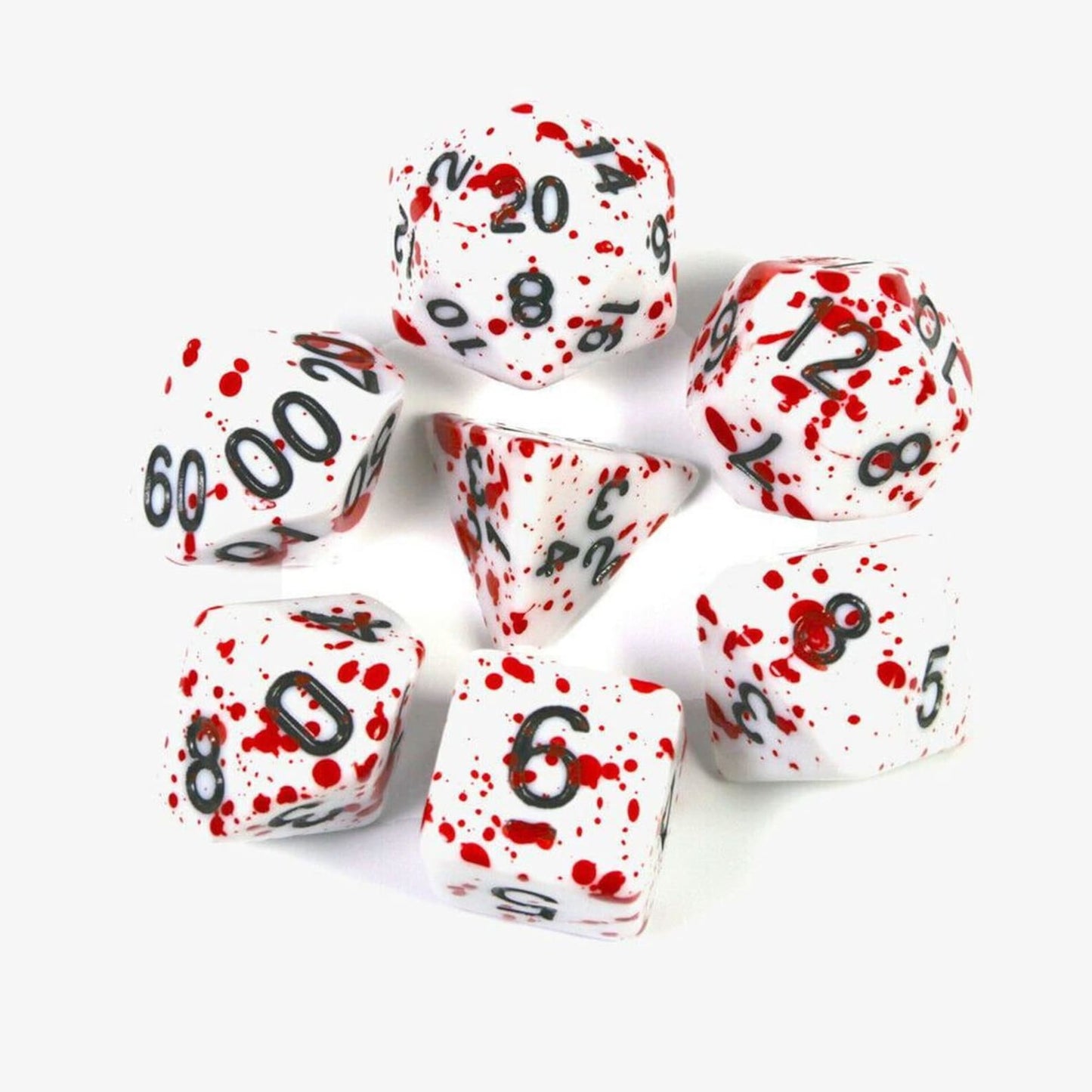 Blood-Splattered Polyhedral Dice Set