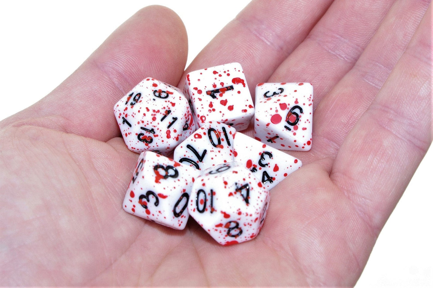 Blood-Splattered Polyhedral Dice Set