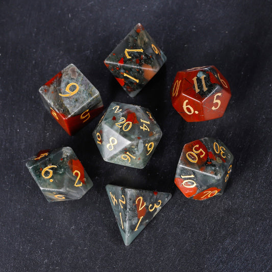 Bloodstone Gemstone Dice Set