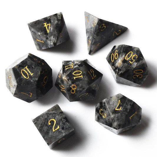 Black Labradorite Gemstone Dice Set-DnD D and D Dice Set