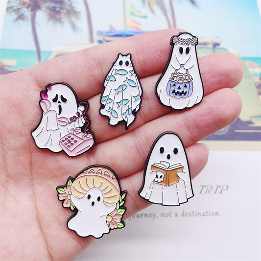 White Ghost Enamel Pin