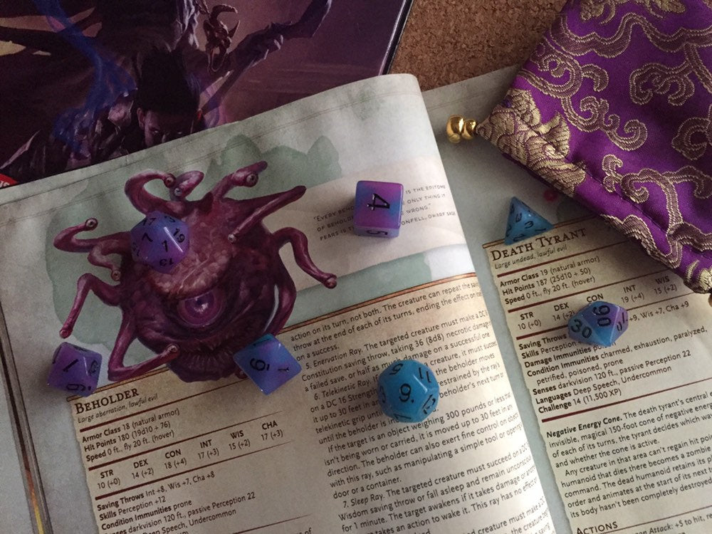 "Eye of the Beholder" GLOWS in the dark Dice Set