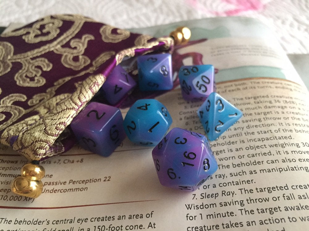 "Eye of the Beholder" GLOWS in the dark Dice Set