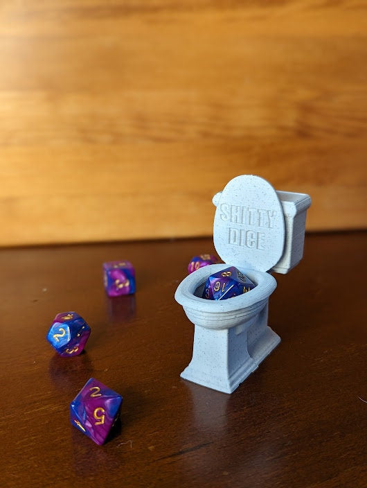 Dice Jail Toilet For Misbehaving Dice  + Mystery D20